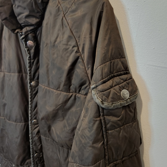 VTG OBEY CHARLIE PUFFER JACKET - OLIVE GREEN L - Picture 2 of 6